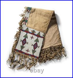 Old American Style Beaded Buffalo Hide Saddle Bags Western Native Vintage
