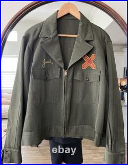 Old Antique C. 1940s Lucky Lager Beer Delivery Driver Jacket Wool Coat