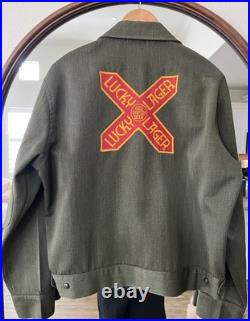 Old Antique C. 1940s Lucky Lager Beer Delivery Driver Jacket Wool Coat