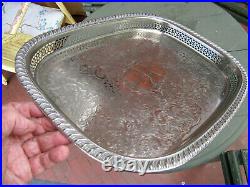 Old Antique Victorian Sheffield Style Large Silver Plate Butlers Size Tray