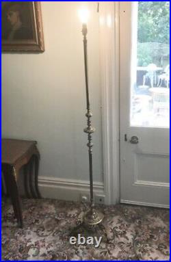 Old Brass Ormolu French Style Hollywood Regency Electric Standard Lamp 1970s WOW