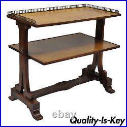 Old Colony 2 Tier Walnut Empire Regency Style Serving Table End Side Table