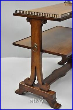Old Colony 2 Tier Walnut Empire Regency Style Serving Table End Side Table