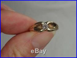 Old European Cut Diamond set in Belcher style Vintage ring 14K