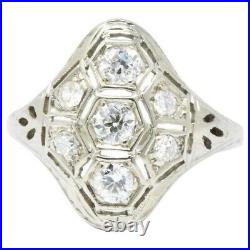 Old European Cut Solid 925 Sterling Silver Vintage Style CZ Ring Fine Jewelry