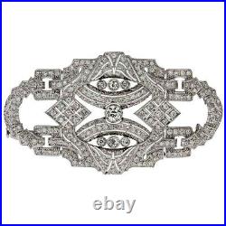 Old European Cut White Stone Vintage Style Women's Collection Silver Brooch Old European Cut White Stone Vintage Style Women's Collection Silver Brooch