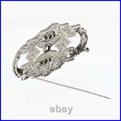 Old European Cut White Stone Vintage Style Women's Collection Silver Brooch Old European Cut White Stone Vintage Style Women's Collection Silver Brooch