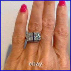 Old European Round White Gemstone Vintage Style Classic Ring With White Finish