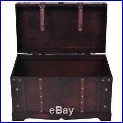 Old Fashioned Wood Storage Trunk Wooden Treasure Chest Vintage Antique-style HOT