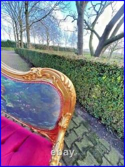 Old French Louis XVI Style Sofa set in Gobelin and Fuchsia Velvet 3 pcs