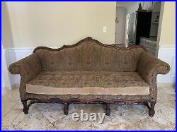 Old Hickory Tannery Antique Style Louis XIV Sofa Paisley and Leather Patchwork