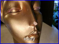 Old Mannequin Head Vintage Gold Color Store Display Merchandise Jewelry Style