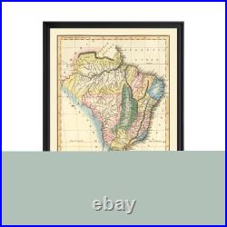 Old Map of Brazil 1823 Vintage Brazil Art Wall Decor