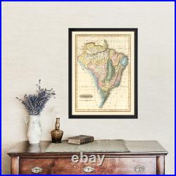 Old Map of Brazil 1823 Vintage Brazil Art Wall Decor