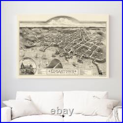 Old Map of Edgartown, MA 1886 Vintage Edgartown Massachuse