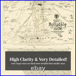 Old Map of Hollydale, CA 1923 Vintage Hollydale California