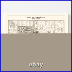 Old Map of Jerusalem 1860 Vintage Israel Art Wall Decor Pr