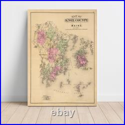 Old Map of Knox County, ME 1885 Vintage Maine Art Old Map of Knox County, ME 1885 Vintage Maine Art