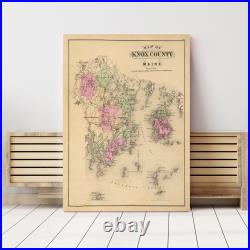 Old Map of Knox County, ME 1885 Vintage Maine Art Old Map of Knox County, ME 1885 Vintage Maine Art