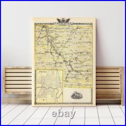 Old Map of Livingston County, IL 1876 Vintage Illinois Art