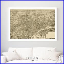 Old Map of Newark, NJ 1895 Vintage Newark New Jersey Art