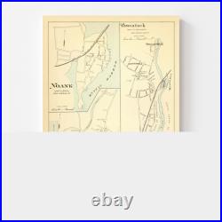 Old Map of Noank, CT 1893 Vintage Noank Connecticut Art