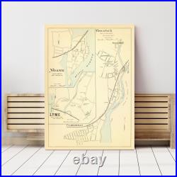 Old Map of Noank, CT 1893 Vintage Noank Connecticut Art