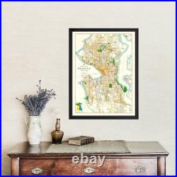 Old Map of Seattle, WA 1929 Vintage Seattle Washington Art