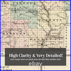 Old Map of Vernon County, WI 1878 Vintage Wisconsin Art