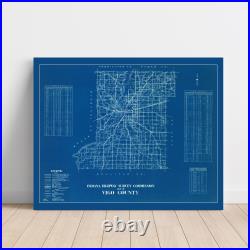 Old Map of Vigo County, IN 1936 Vintage Indiana Art