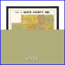 Old Map of White County, IN 1910 Vintage Indiana Art
