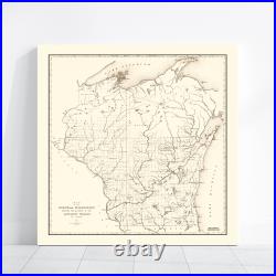 Old Map of Wisconsin 1855 Vintage Wisconsin Art