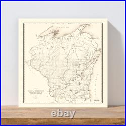 Old Map of Wisconsin 1855 Vintage Wisconsin Art