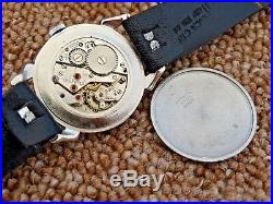 Old Military Style Unver Swiss Watch Manual Wind Movement Original Black Dial