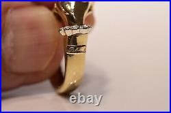 Old Original 18k Gold Hand Style Vintage Diamond And Ruby Decorated Pretty Ring