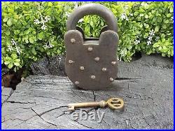 Old Rare Vintage Antique Civil War Relic Confederate Style Lock with Brass Key