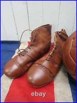 Old School Antique Vintage Style Hand Polished Wembley Leather Football & Boots