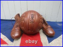 Old School Antique Vintage Style Hand Polished Wembley Leather Football & Boots