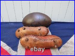 Old School Antique Vintage Style Leather Rugby Football Ball & Rugby Boots