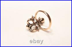 Old Style 8k Gold Art Nouveau Design Natural Diamond And Rose Cut Diamond Ring
