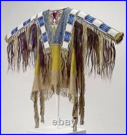 Old Style American Buckskin Buffalo Beaded Fringes Powwow Regalia War Shirt Nws7