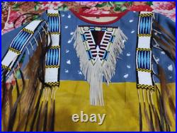 Old Style American Buckskin Buffalo Beaded Fringes Powwow Regalia War Shirt Nws7