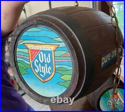 Old Style Beer Barrel Rotating Motion Sign Vintage Heilemen