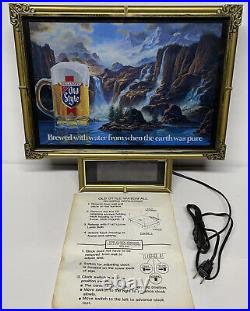 Old Style Beer Digital Clock Vtg. ©1986 Light Lighted Sign Man Cave Decor, Works