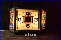 Old Style Beer Lighted 3 Panel Sign Tiffany Vintage 1976 Lights Up Parts Repair