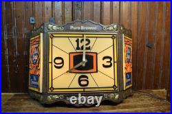 Old Style Beer Lighted 3 Panel Sign Tiffany Vintage 1976 Lights Up Parts Repair