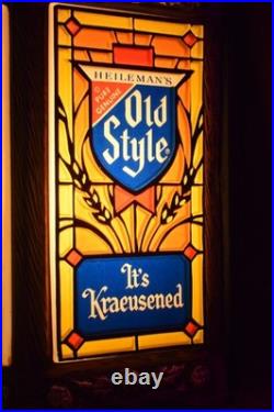 Old Style Beer Lighted 3 Panel Sign Tiffany Vintage 1976 Lights Up Parts Repair