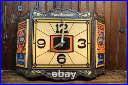 Old Style Beer Lighted 3 Panel Sign Tiffany Vintage 1976 Lights Up Parts Repair
