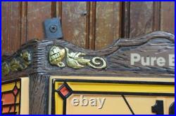 Old Style Beer Lighted 3 Panel Sign Tiffany Vintage 1976 Lights Up Parts Repair