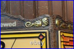 Old Style Beer Lighted 3 Panel Sign Tiffany Vintage 1976 Lights Up Parts Repair